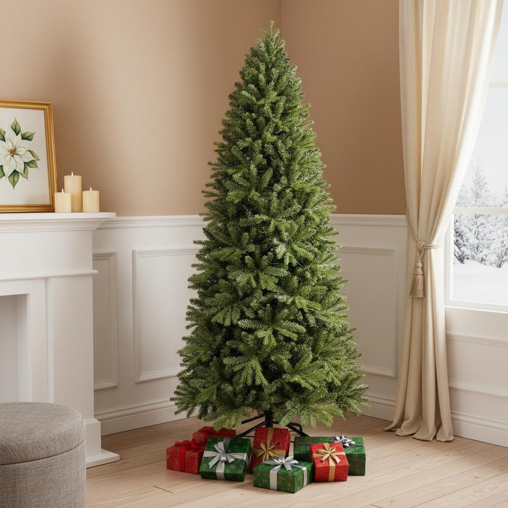 7' Pre Lit Full Pine Christmas Tree - 84.00" H x 41.00" W x 41.00" D
