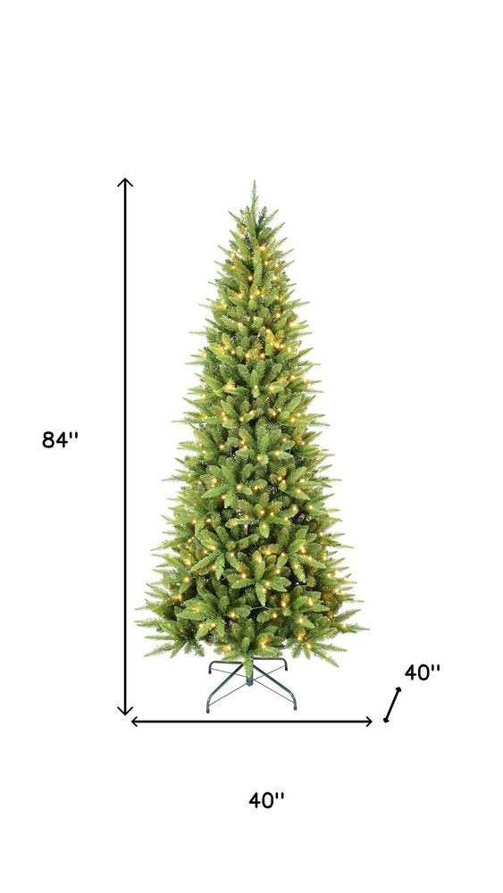 7' Pre Lit Full Pine Christmas Tree - 84.00" H x 40.00" W x 40.00" D