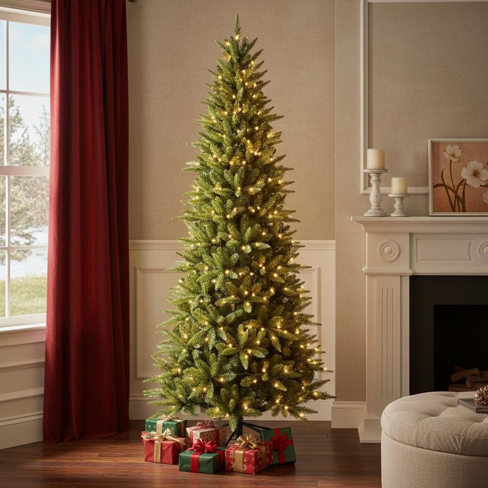 7' Pre Lit Full Pine Christmas Tree - 84.00" H x 40.00" W x 40.00" D