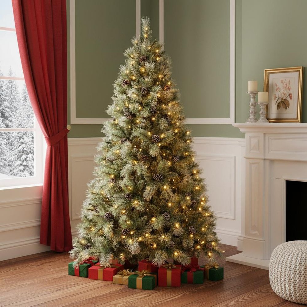 7.5' Pre Lit Full Pine Christmas Tree