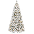 7' Pre Lit Full Flocked Pine Christmas Tree on a white background