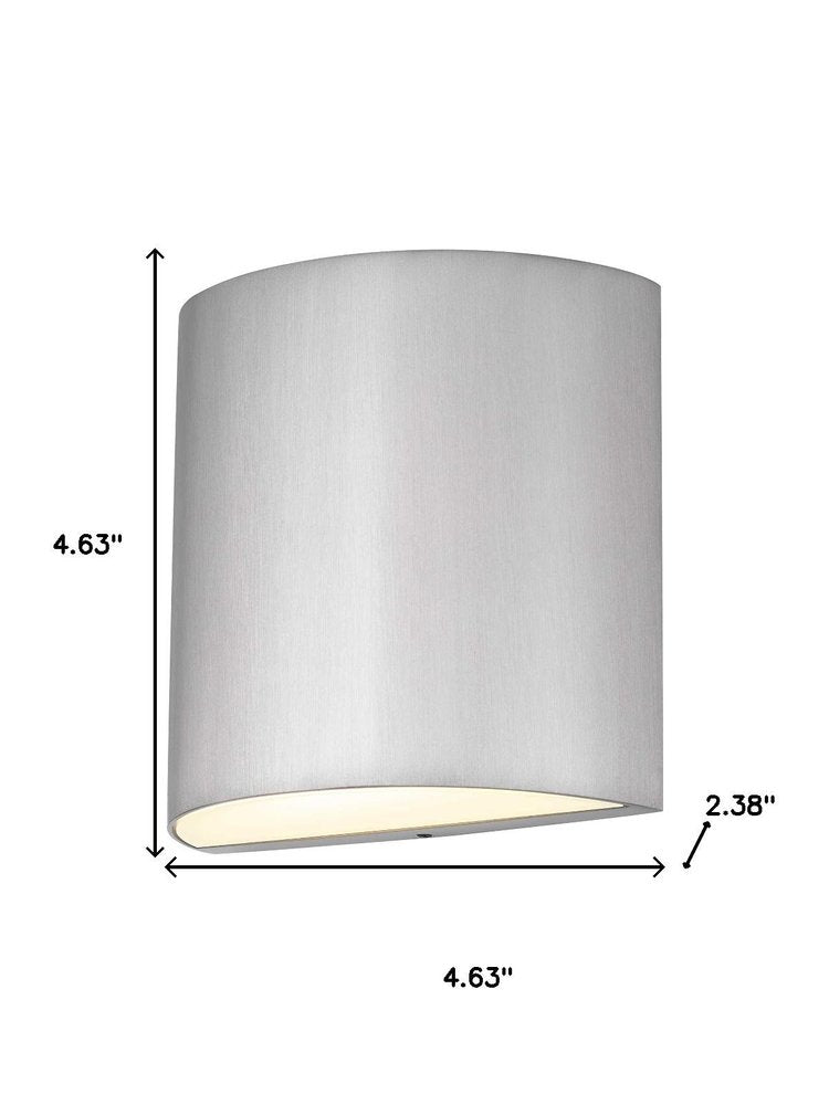 Silver LED Dimmable Outdoor Hanging Light - 4.63" H x 4.63" W x 2.38" D on a white background