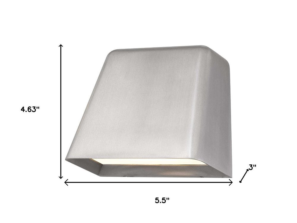 Silver LED Dimmable Outdoor Hanging Light - 4.63" H x 5.50" W x 3.00" D on a white background