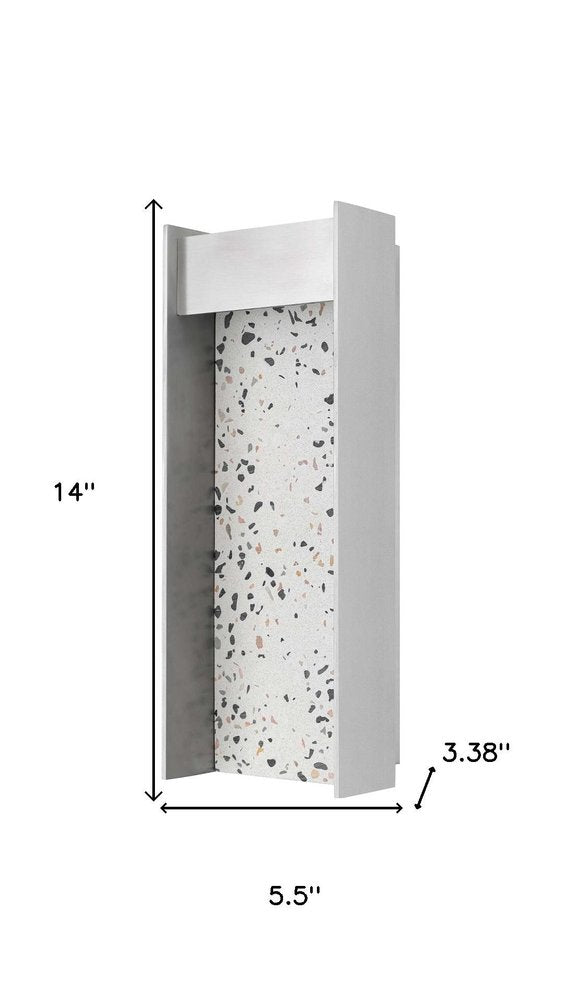 Silver LED Dimmable Outdoor Hanging Light - 14.00" H x 5.50" W x 3.38" D on a white background