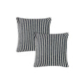 Set of Two 22" X 22" Blue And White Lumbar Striped Cotton Throw Pillow Covers on a white background