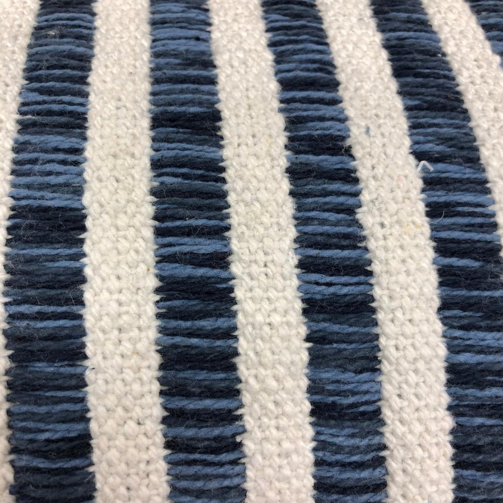 Set of Two 22" X 22" Blue And White Lumbar Striped Cotton Throw Pillow Covers