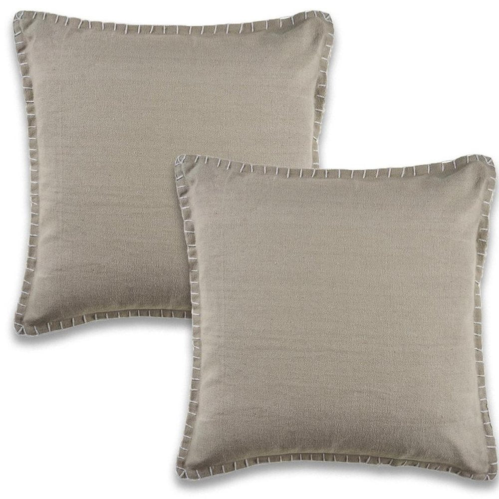 Set of Two 22" X 22" Gray Lumbar Cotton Throw Pillow Covers