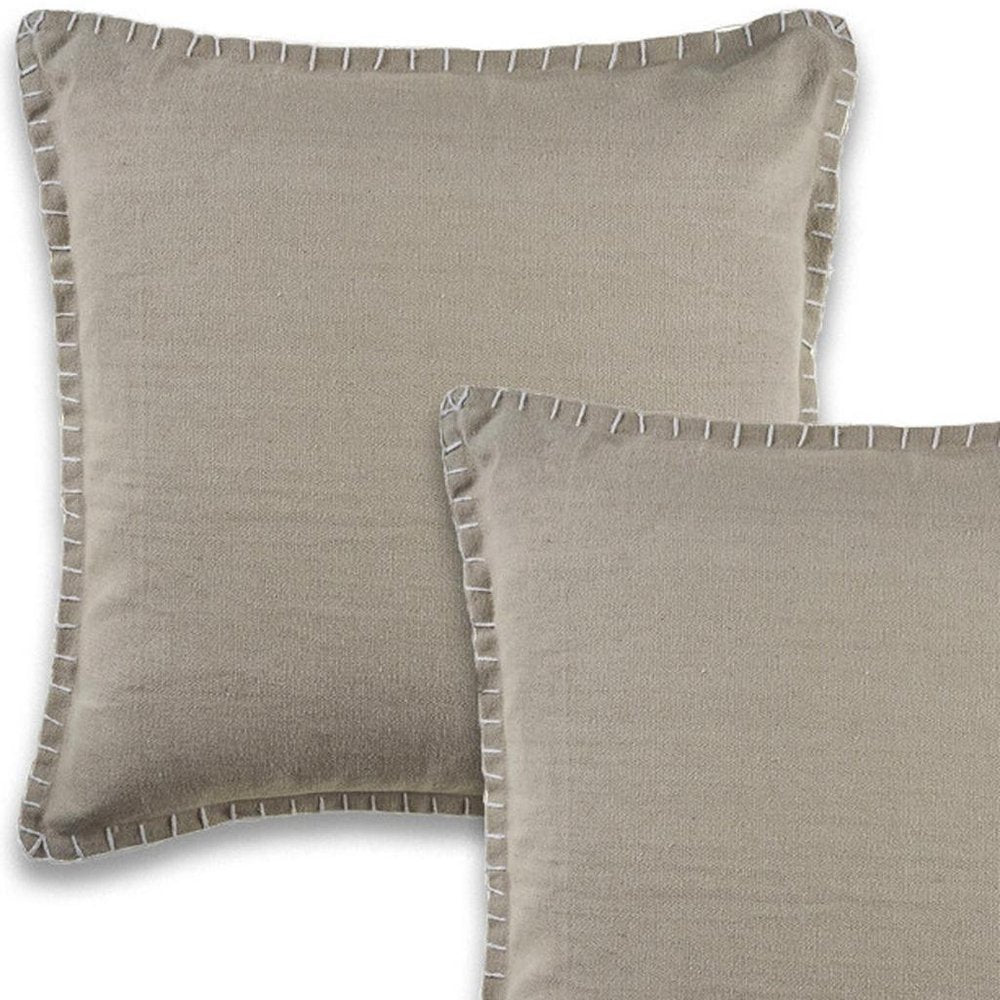 Set of Two 22" X 22" Gray Lumbar Cotton Throw Pillow Covers