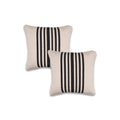 Set of Two 22" X 22" White And Black Lumbar Striped Cotton Throw Pillow Covers on a white background