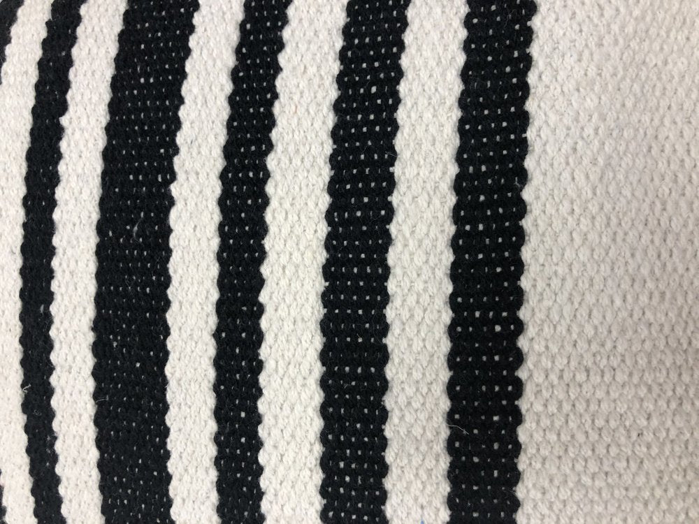 Set of Two 22" X 22" White And Black Lumbar Striped Cotton Throw Pillow Covers