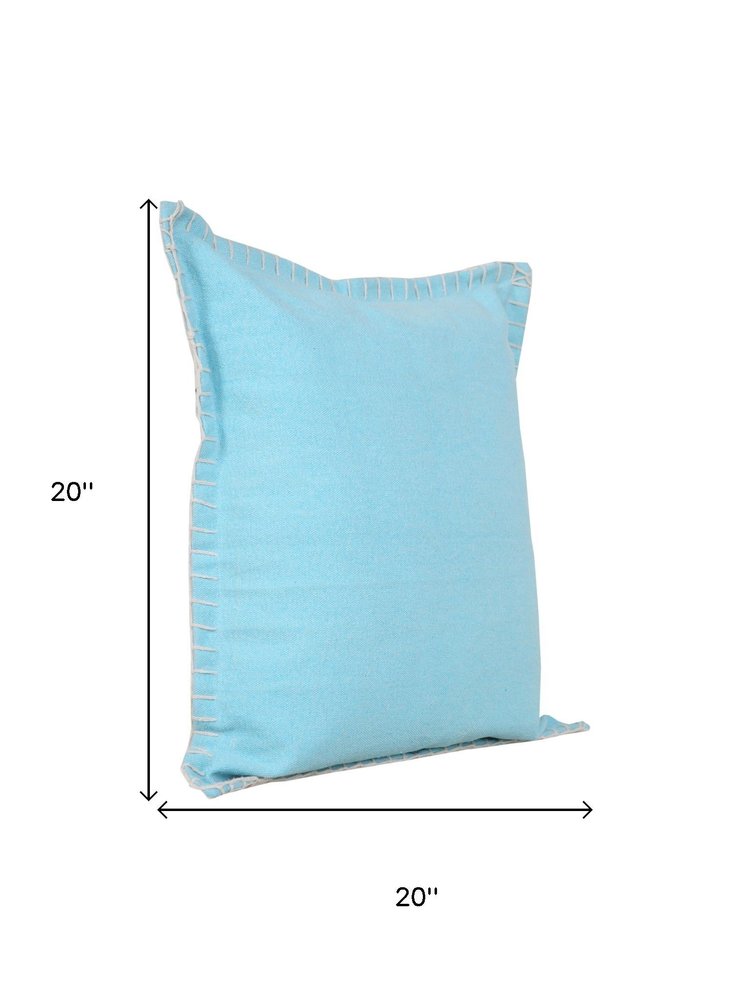 Set of Two 20" X 20" Blue Lumbar Cotton Throw Pillow Covers on a white background