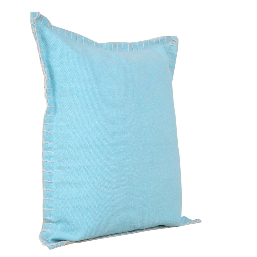 Set of Two 20" X 20" Blue Lumbar Cotton Throw Pillow Covers