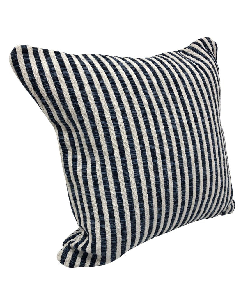 Set of Two 22" Blue And White Striped Cotton Throw Pillows