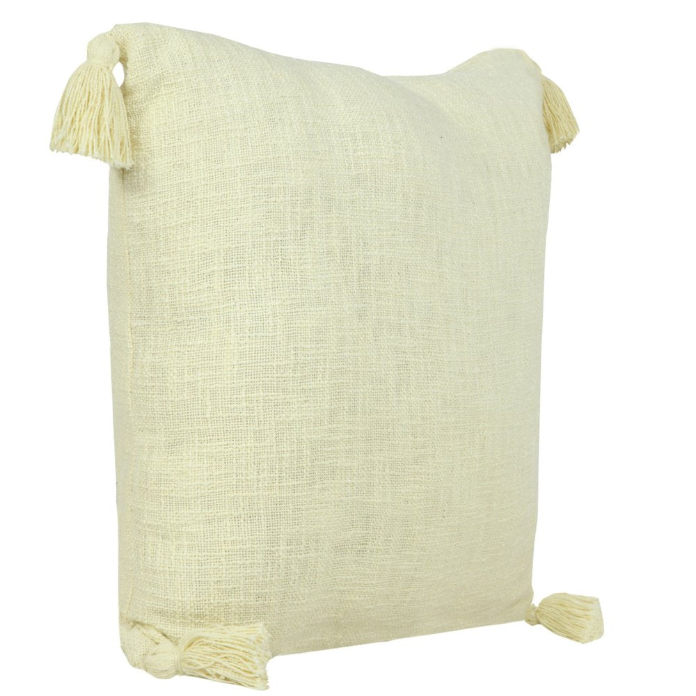 Set of Two 20" Yellow Cotton Throw Pillows with Tassels