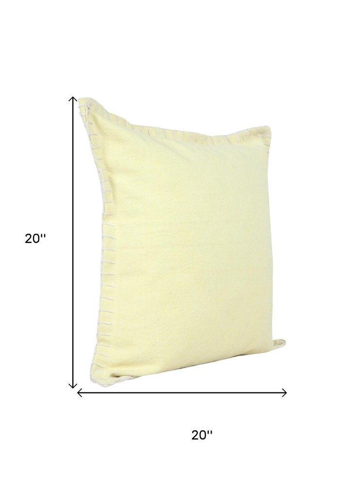 Set of Two 20" Yellow Cotton Throw Pillows on a white background