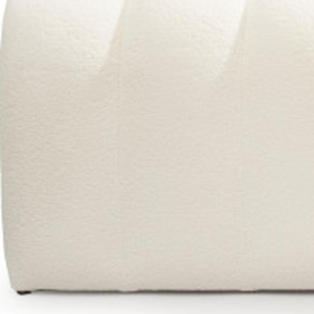 59" White Tufted Boucle Upholstered Bench