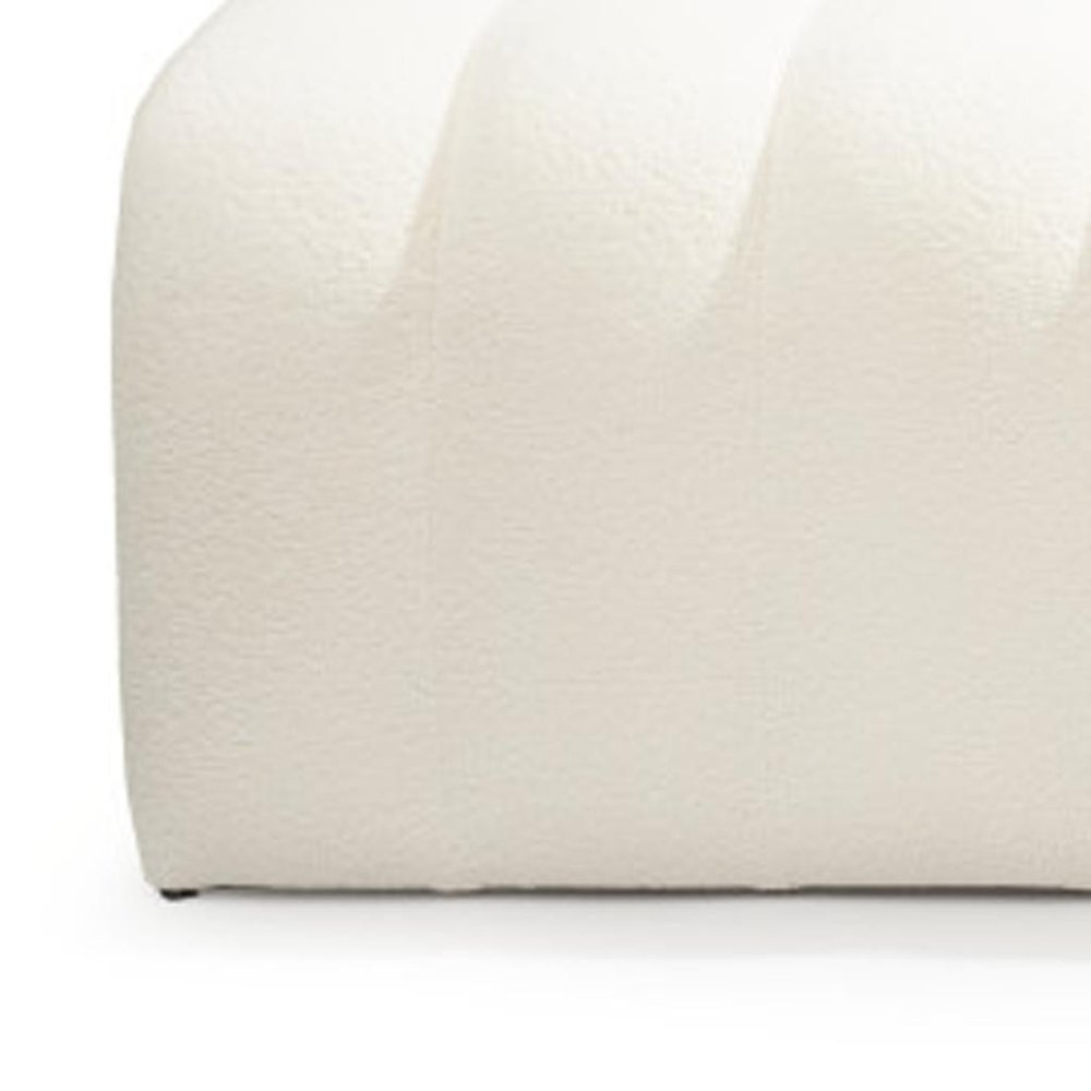 59" White Tufted Boucle Upholstered Bench