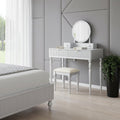 39" Silver Wood Mirrored Two Drawer Vanity Table