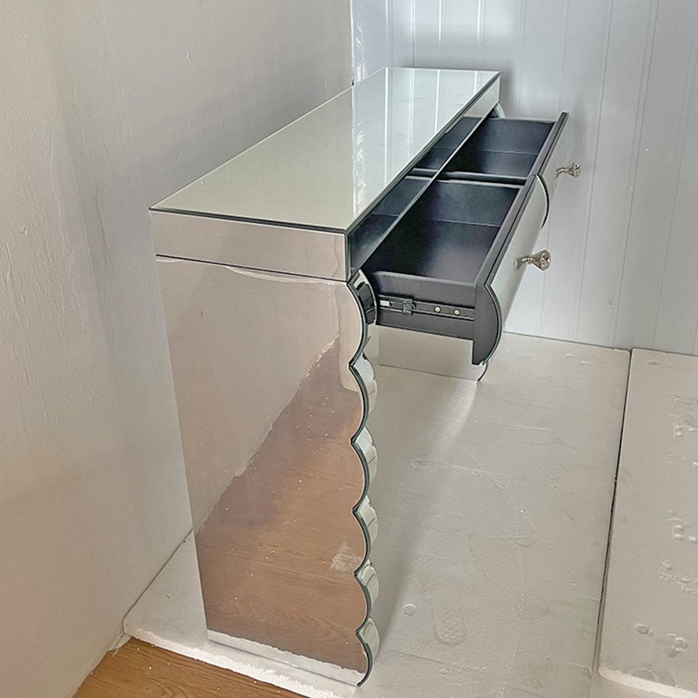 39" Silver Wood Two Drawer Vanity Table