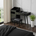 44" Black Wood Two Drawer Vanity Table