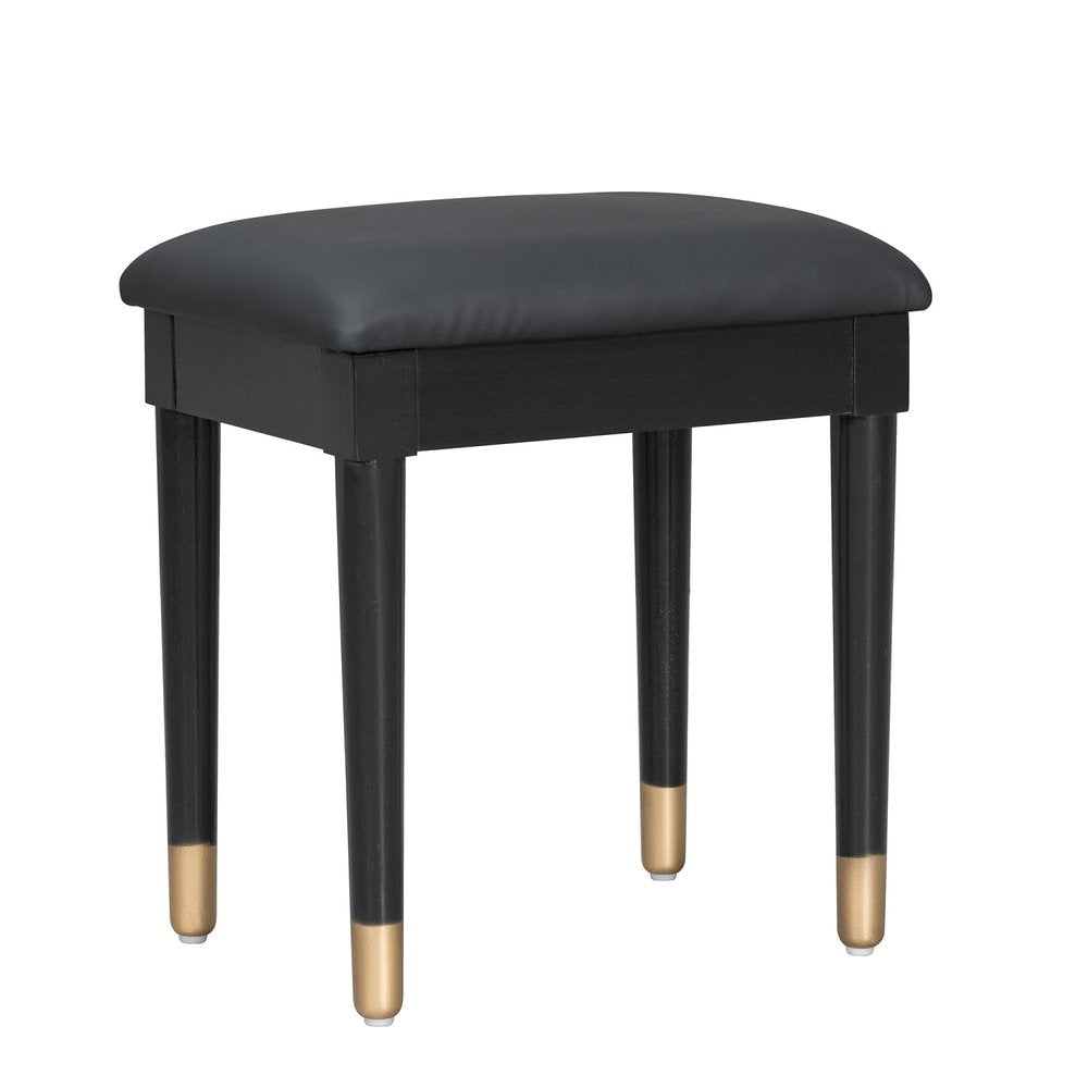 44" Black Wood Two Drawer Vanity Table