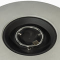 50000 BTU 36" Gray Steel Propane Round Fire Pit With Cover. Outdoor fireplaces and firepit isolated on a plain white background, showing a gray metal surface.