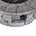 40000 BTU 28" Gray Steel Propane Round Fire Pit With Cover. Outdoor fireplaces and firepit in gray metal.