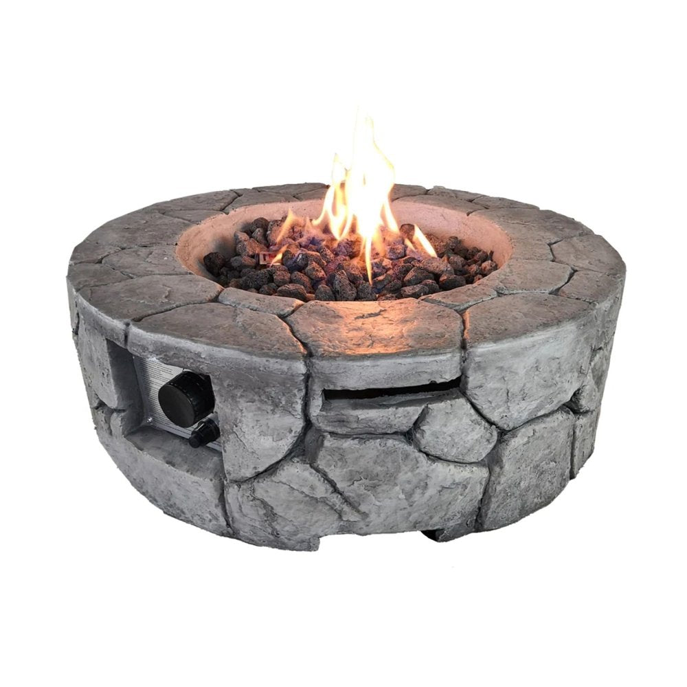 40000 BTU 28" Gray Steel Propane Round Fire Pit With Cover