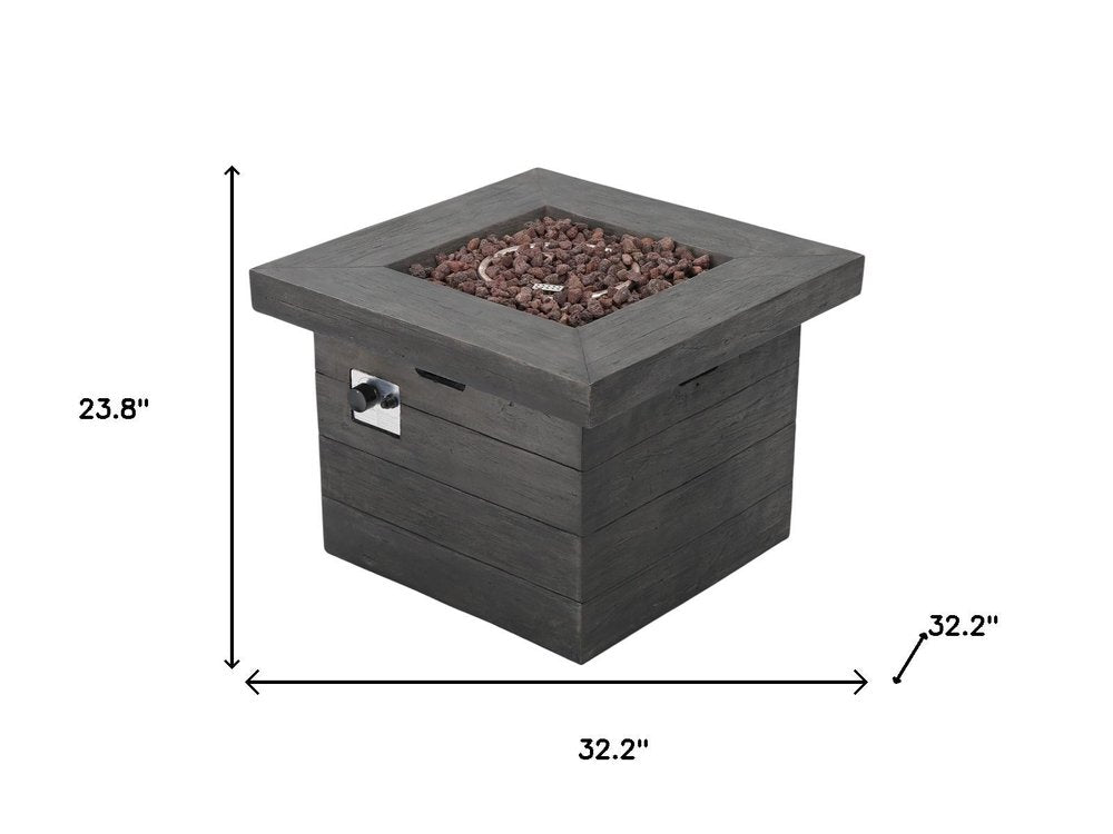 40000 BTU 32" Gray Steel Propane Rectangular Fire Pit With Cover