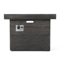 40000 BTU 32" Gray Steel Propane Rectangular Fire Pit With Cover. Outdoor fireplaces and firepit isolated on a plain white background, finished in gray metal.