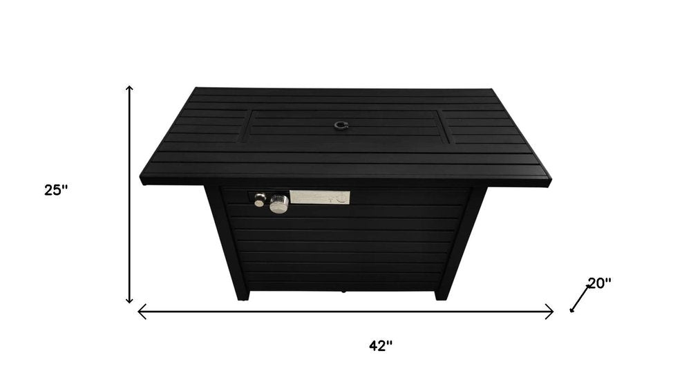 40000 BTU 42" Black Steel Propane Rectangular Fire Pit With Cover