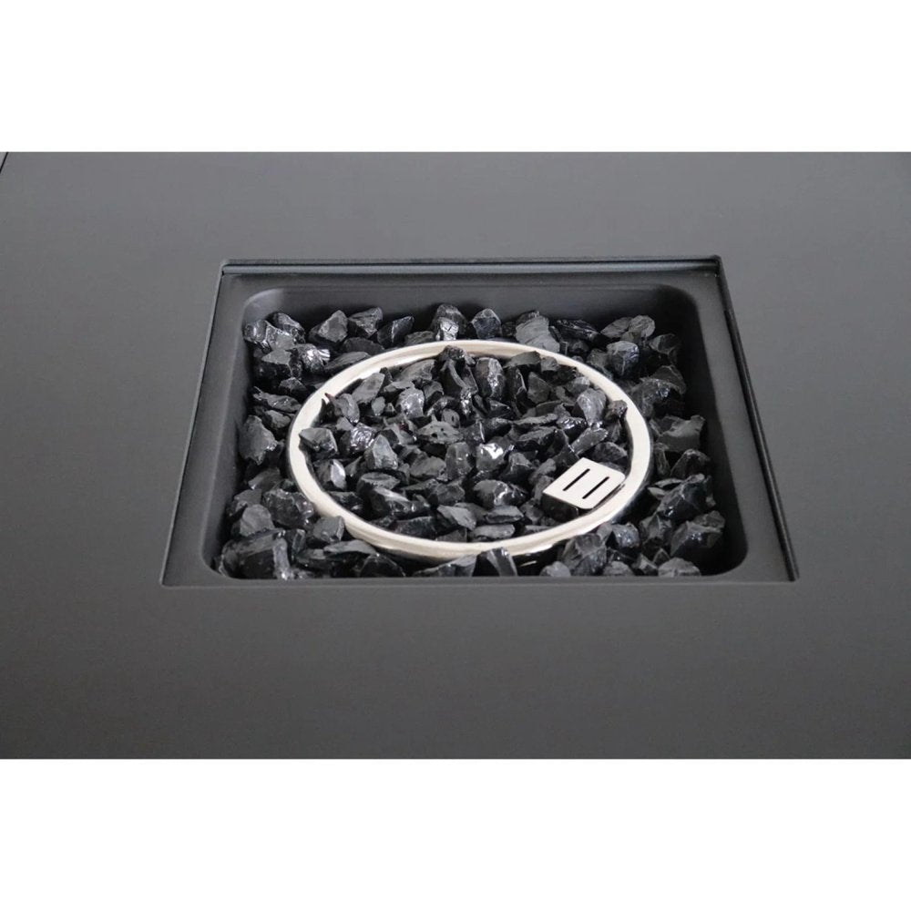 50000 BTU 30" Black Steel Propane Square Fire Pit With Cover