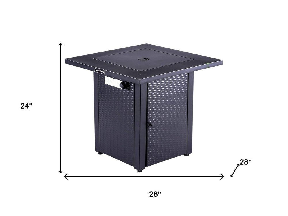 50000 BTU 28" Black Steel Propane Square Fire Pit With Cover