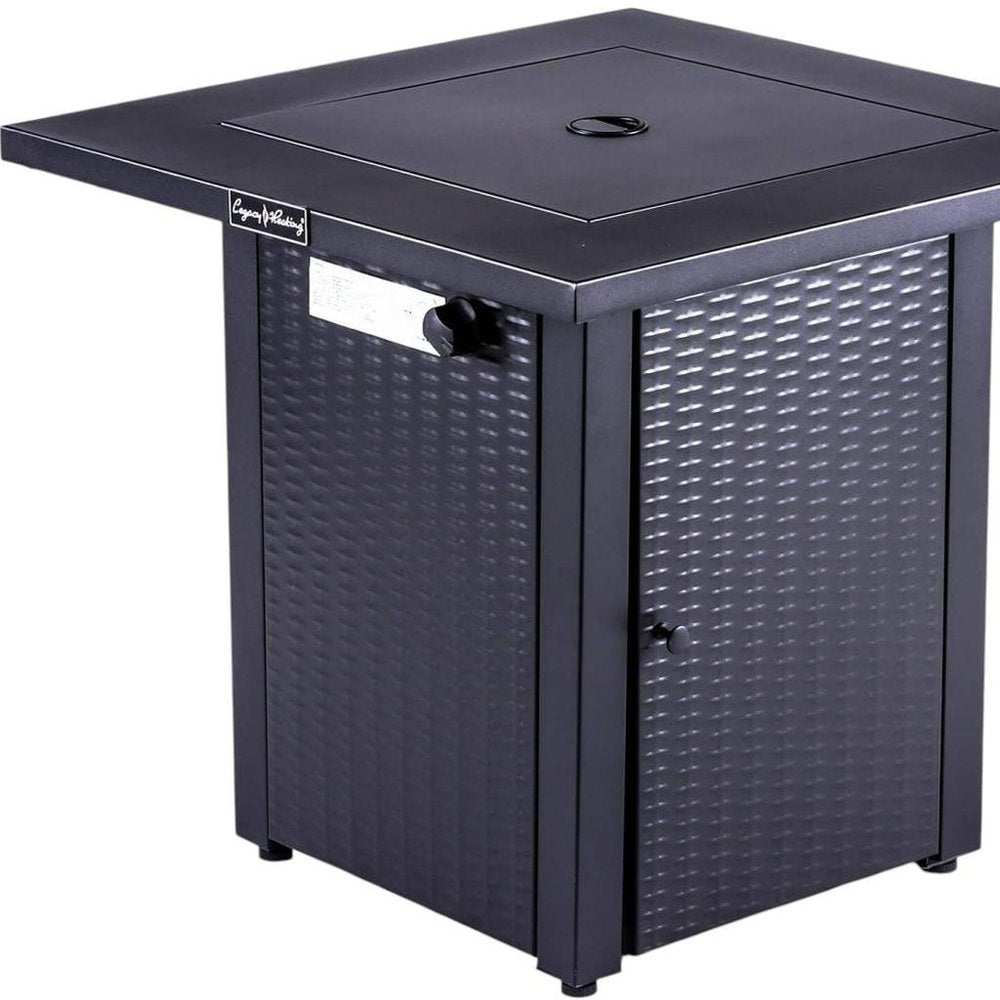50000 BTU 28" Black Steel Propane Square Fire Pit With Cover