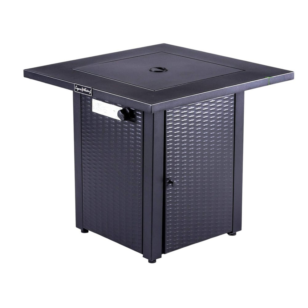 50000 BTU 28" Black Steel Propane Square Fire Pit With Cover