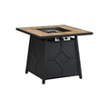 40000 BTU 28" Brown Iron Propane Square Fire Pit With Cover. Outdoor fireplaces and firepit isolated on a plain white background, in a brown metal finish.