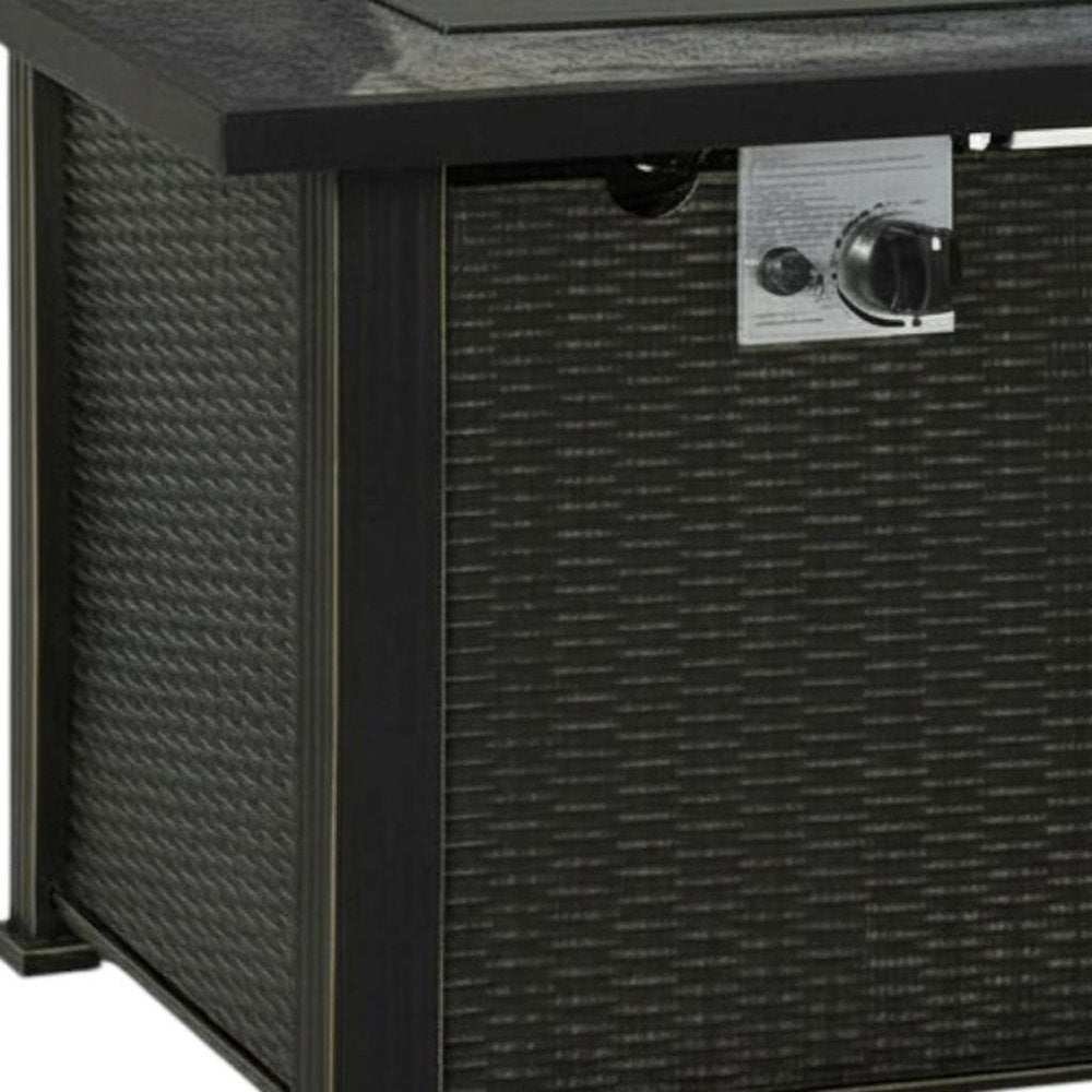 50000 BTU 30" Black Steel Propane Square Fire Pit With Cover - 24.60" H x 30.00" W x 30.00" D