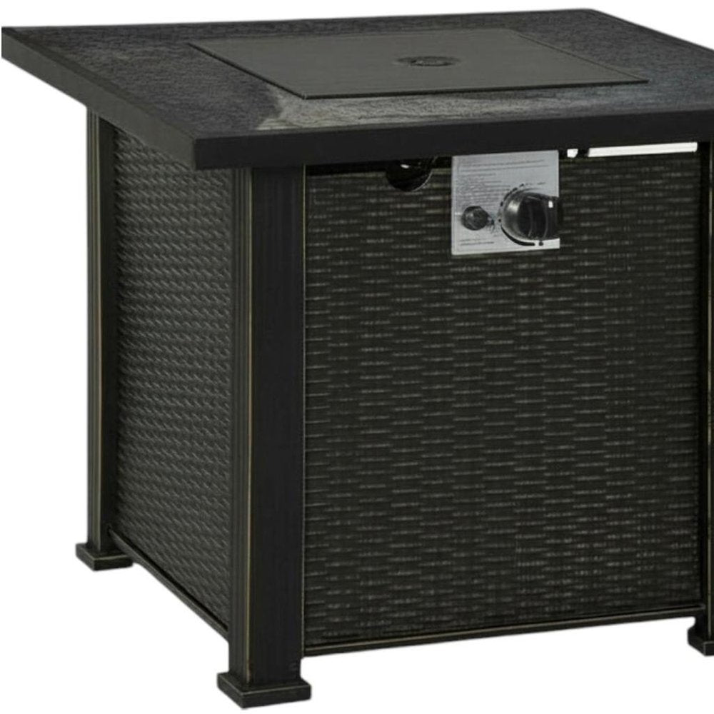 50000 BTU 30" Black Steel Propane Square Fire Pit With Cover - 24.60" H x 30.00" W x 30.00" D