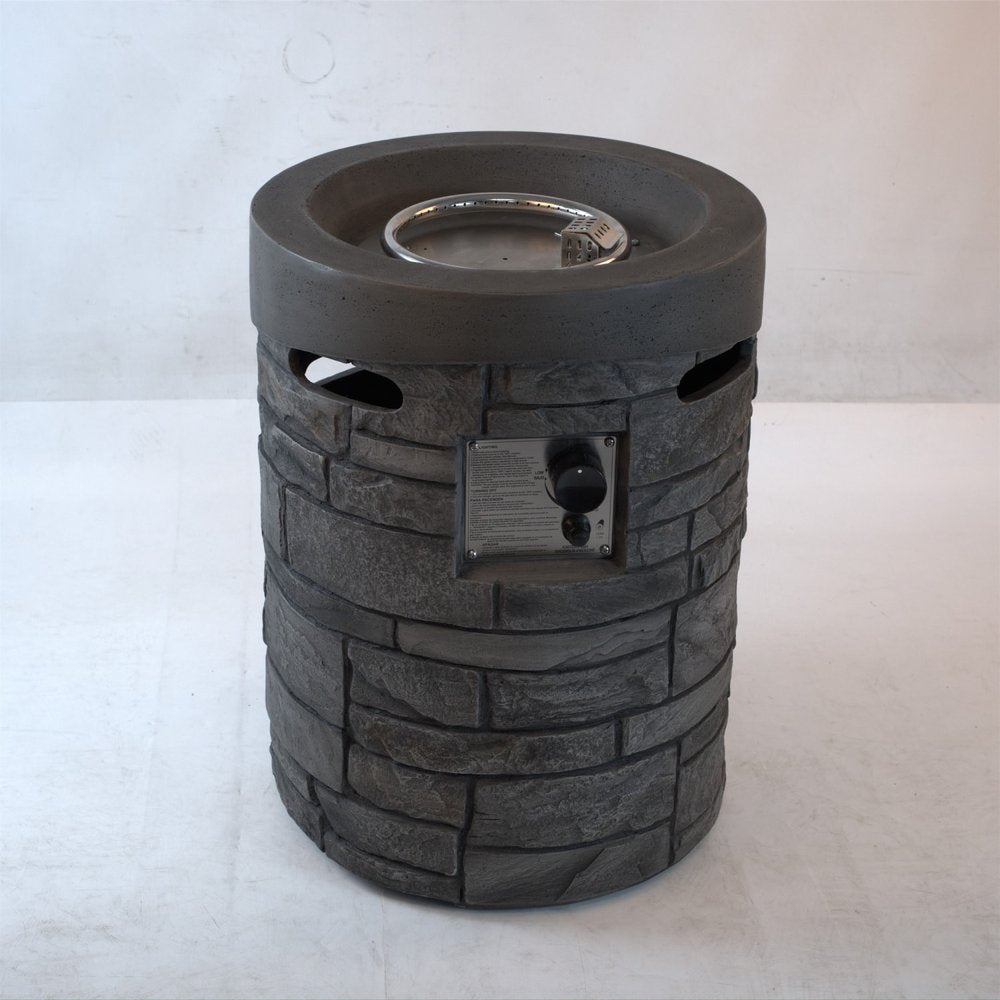 32000 BTU 26" Gray Magnesium Oxide Propane Round Fire Pit With Cover