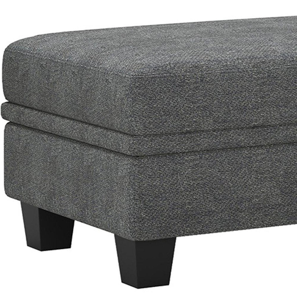 46" Beige and Black Chenille Storage Ottoman