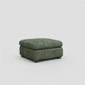 32" Green and Black Corduroy Ottoman. Ottoman isolated on a plain white background, in a black finish.