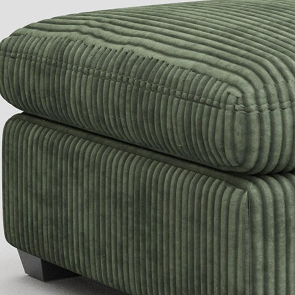 32" Green and Black Corduroy Ottoman