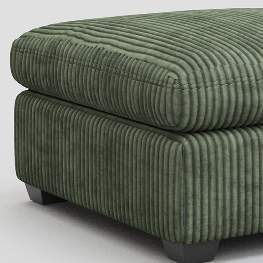 32" Green and Black Corduroy Ottoman
