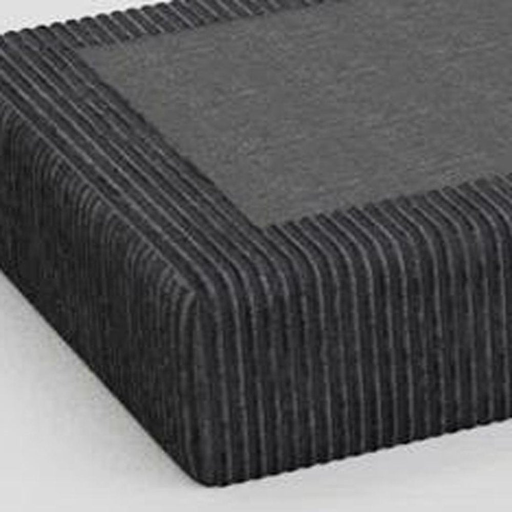 Detail view of 32" Green and Black Corduroy Ottoman, filling the frame with the black texture.