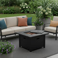 50000 BTU 28" Black Rattan Propane Square Fire Pit With Cover