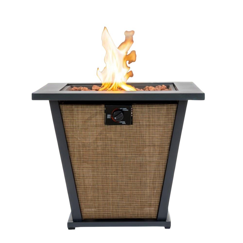 50000 BTU 28" Black Steel Propane Square Fire Pit With Cover