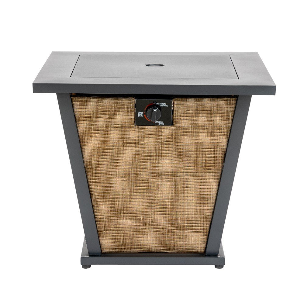 50000 BTU 28" Black Steel Propane Square Fire Pit With Cover