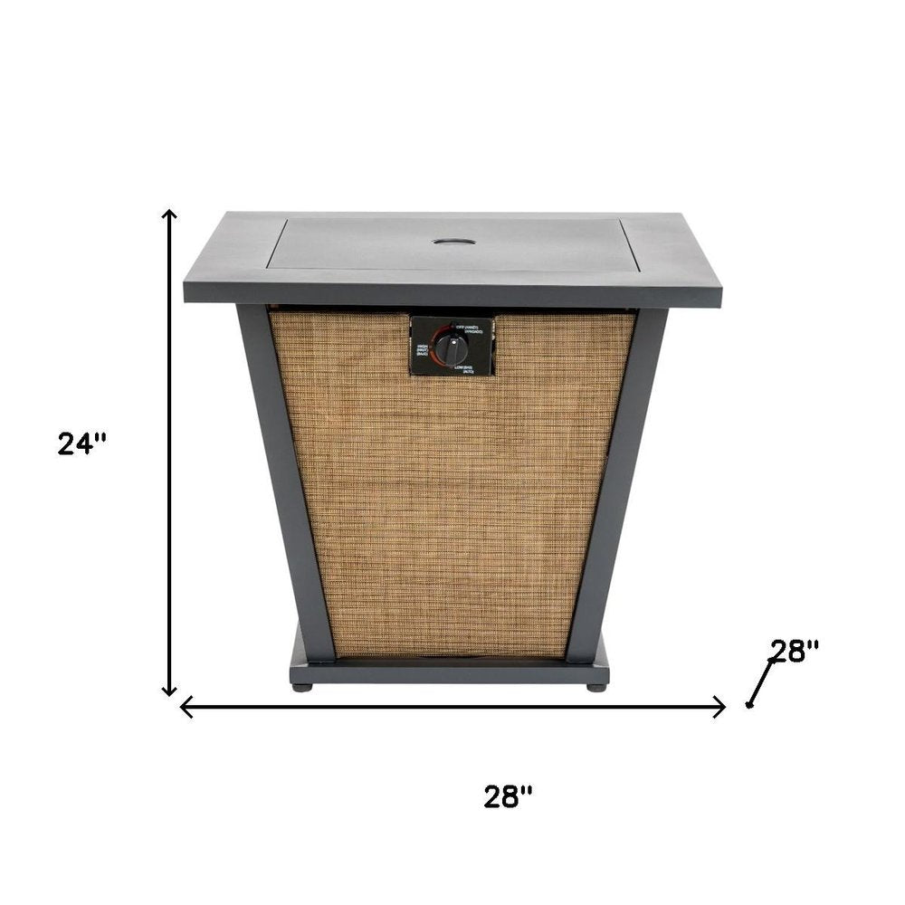 50000 BTU 28" Black Steel Propane Square Fire Pit With Cover