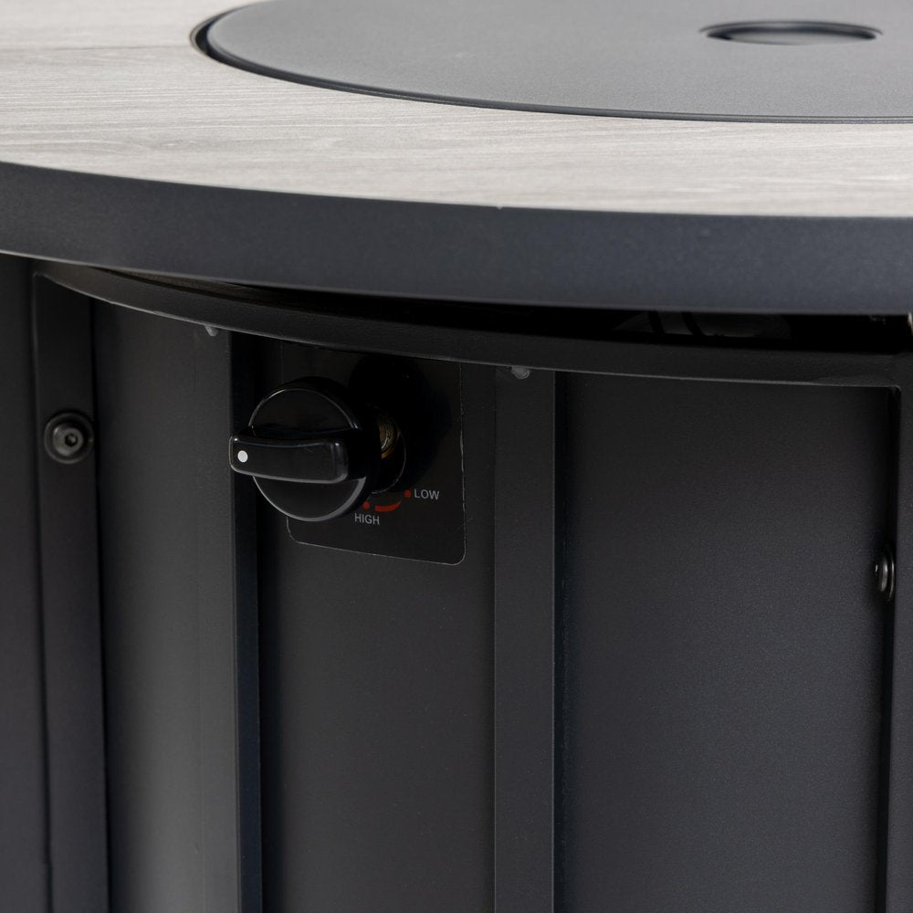 50000 BTU 30" Black Steel Propane Column Fire Pit With Cover