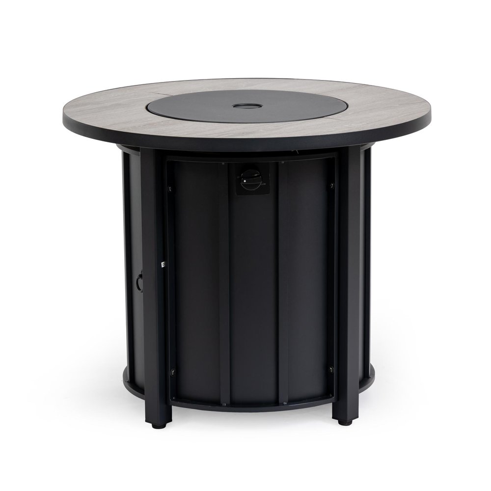 50000 BTU 30" Black Steel Propane Column Fire Pit With Cover